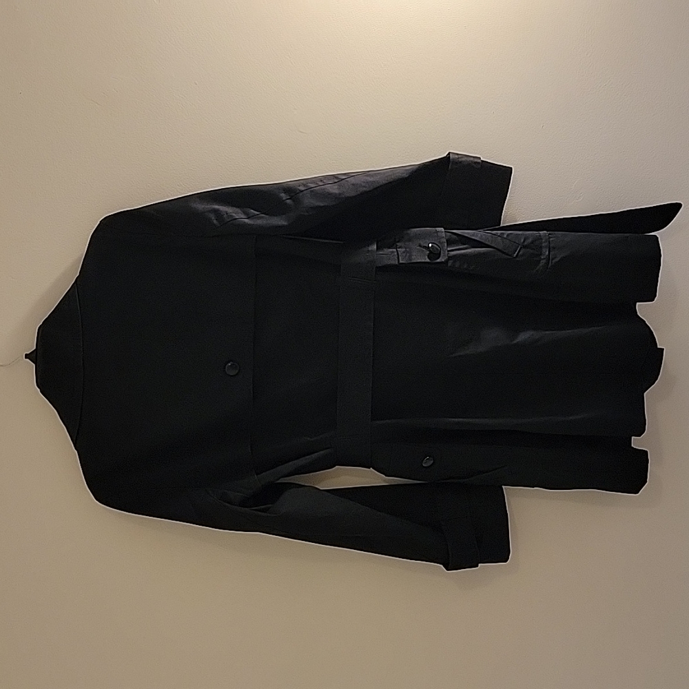 NWOT Banana Republic Essential Black Belted Trench Coat Size: L - Picture 6 of 11